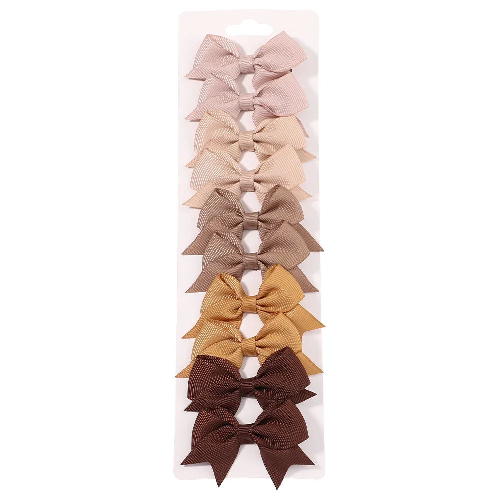 10 unids/lote de pinzas para el pelo con lazo de Color sólido para niñas, horquilla con lazo hecha a mano, Mini pasadores, accesorios para el cabello para niños