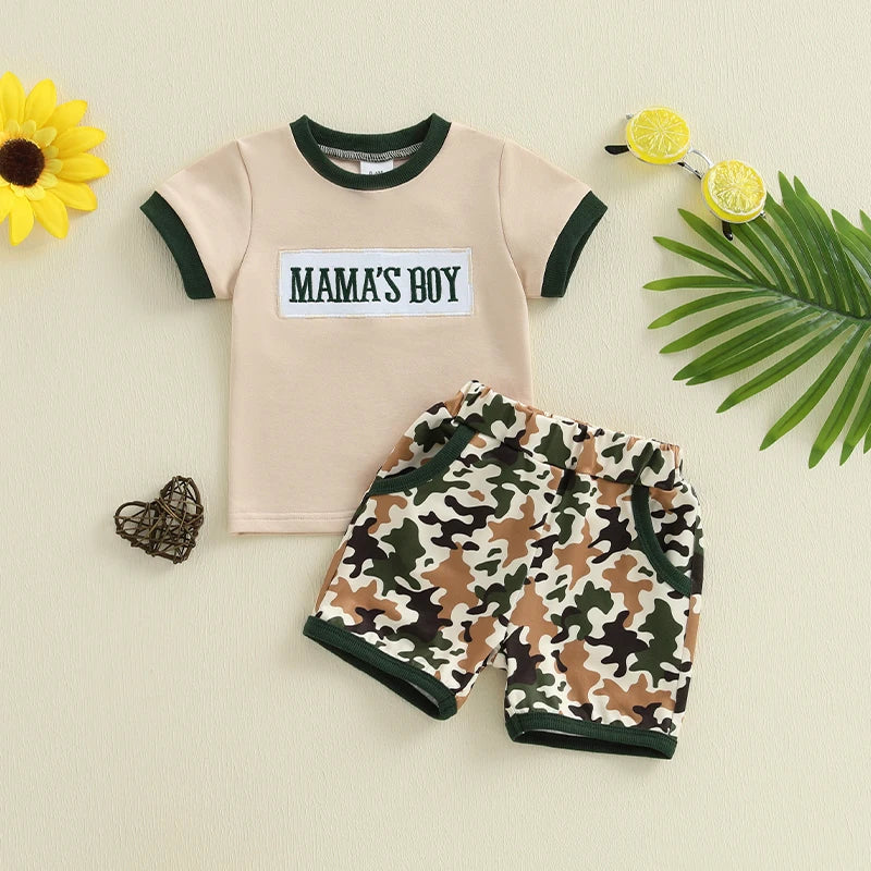 Lioraitiin, trajes de verano para niños pequeños, camisetas de manga corta con cuello redondo y Bordado de letras, pantalones cortos de cintura elástica, conjunto de ropa de 2 uds.