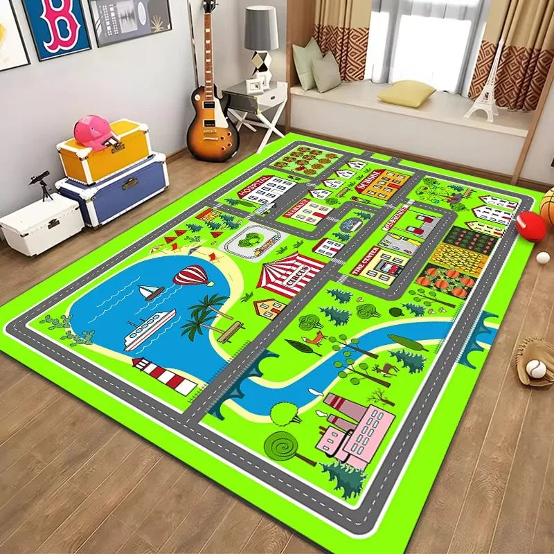 Alfombra educativa de vida urbana para niños, sistema de tráfico por carretera, alfombra para dormitorio, sala de juegos, alfombra de aprendizaje divertida, segura para niños