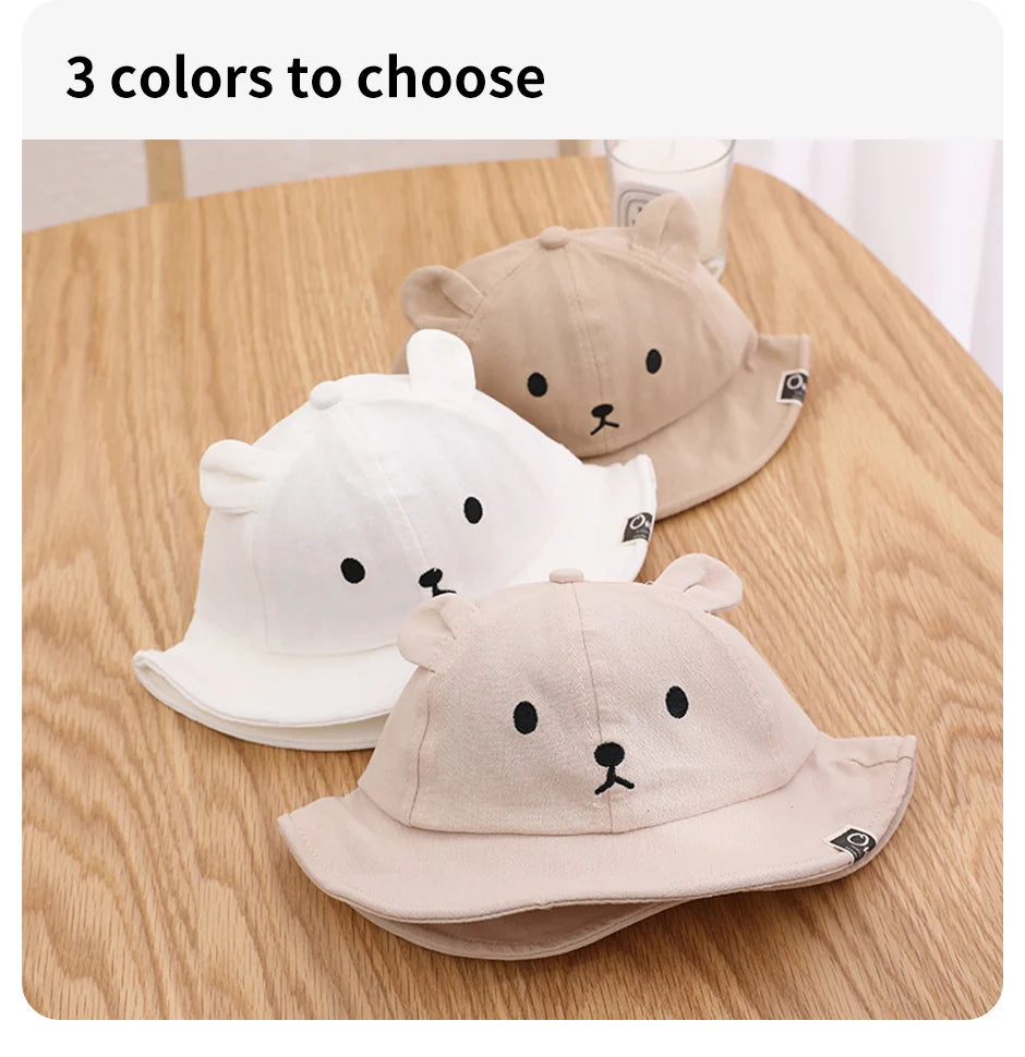 Lindo oso bebé cubo sombrero con orejas niño niña algodón niños sombrero de sol al aire libre verano niño Panamá gorra