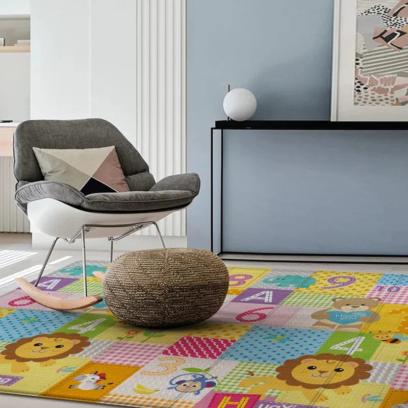 Alfombra de juego para bebés de 97x177cm, alfombra plegable para niños, alfombra para habitación de niños con patrón de doble cara, superficie de actividad educativa fácil de llevar