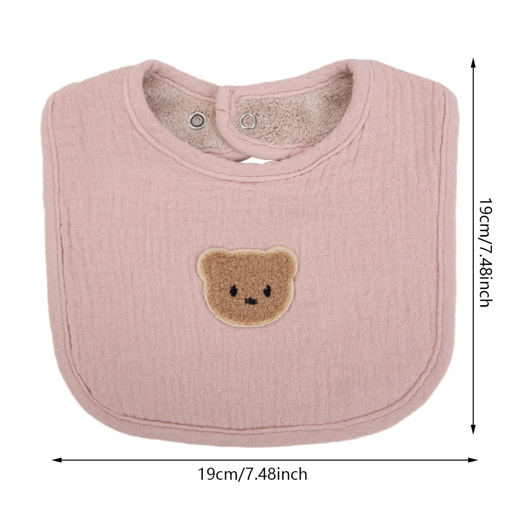 Baberos de muselina de algodón con bonito oso para bebé, toalla para Saliva, bolsillos absorbentes en U, pañuelos coreanos para niños y niñas, ropa para eructar para alimentar