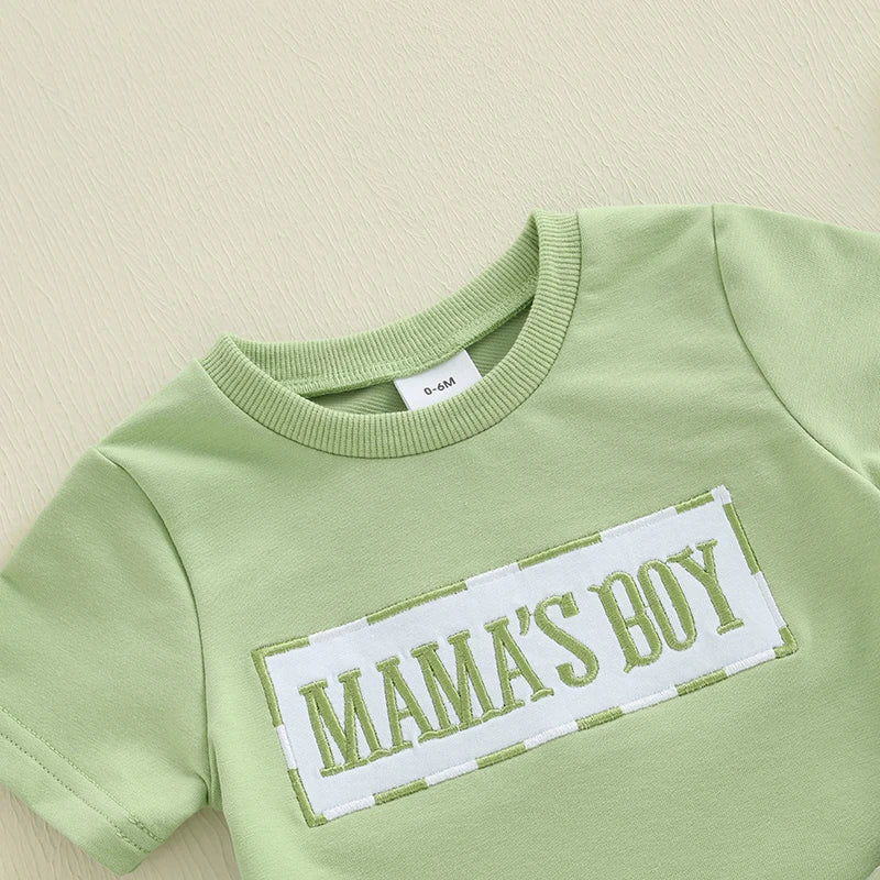 Lioraitiin, trajes de verano para niños pequeños, camisetas de manga corta con cuello redondo y Bordado de letras, pantalones cortos de cintura elástica, conjunto de ropa de 2 uds.
