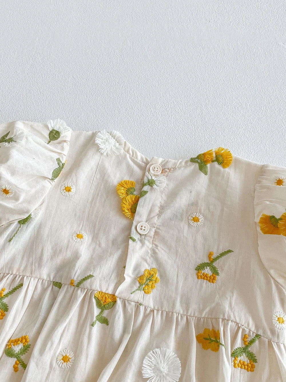 Pastoral niñas bebé bordado Floral mameluco de manga corta girasol mono infantil niño recién nacido ropa de bebé de una pieza