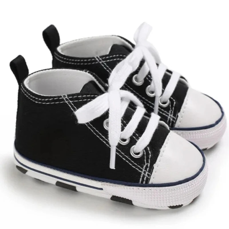 Zapatos clásicos de lona para bebé, zapatillas informales para recién nacido, primeros pasos, suela suave, antideslizante, D2486