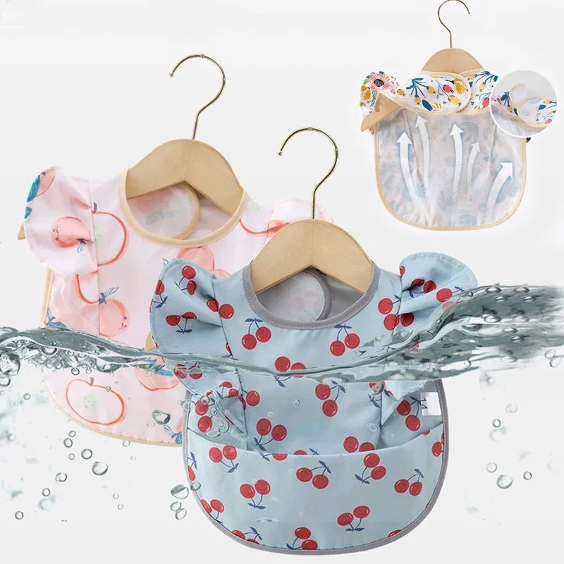 Toalla de Saliva para bebé, Baberos impermeables para niños, delantal para comer, toalla con volantes para niños y niñas, paños para eructar de dibujos animados para recién nacidos