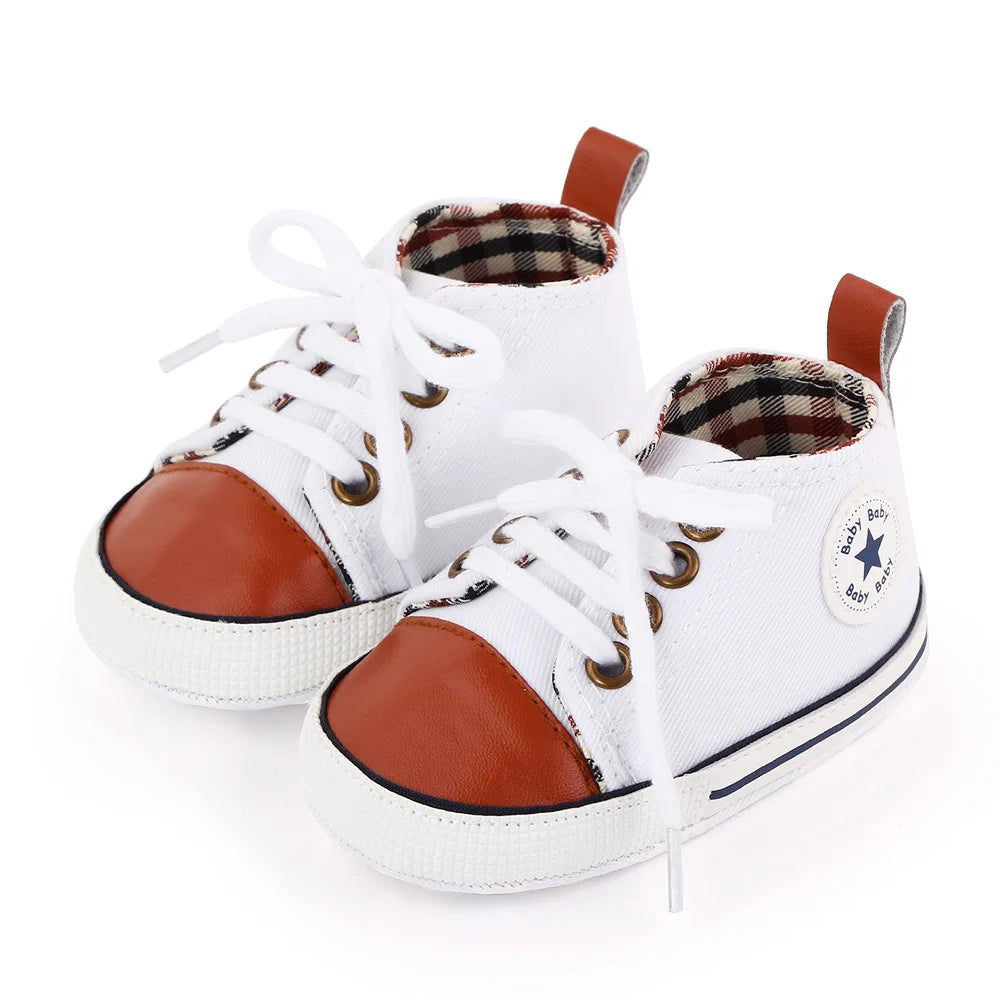 Zapatos clásicos de lona para bebé, zapatillas informales para recién nacido, primeros pasos, suela suave, antideslizante, D2486