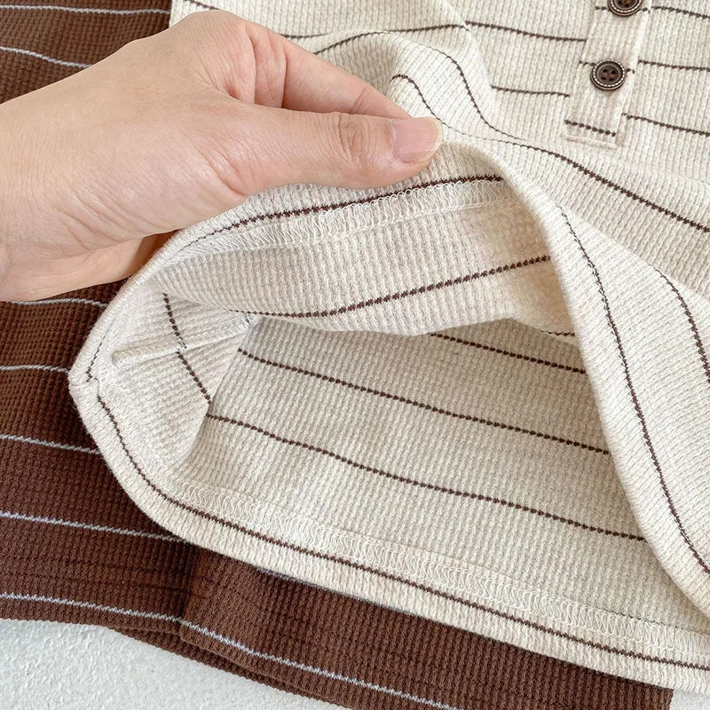 Conjunto de ropa de verano para bebés, camiseta a rayas y bombachos, traje superior de manga corta para niños pequeños, 2 uds.