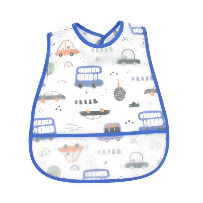 Baberos de alimentación para el almuerzo con bolsillo impermeable EVA con patrón de dibujos animados, Baberos ajustables para bebés, delantal bonito para niños, paños para eructar, novedad de 2023