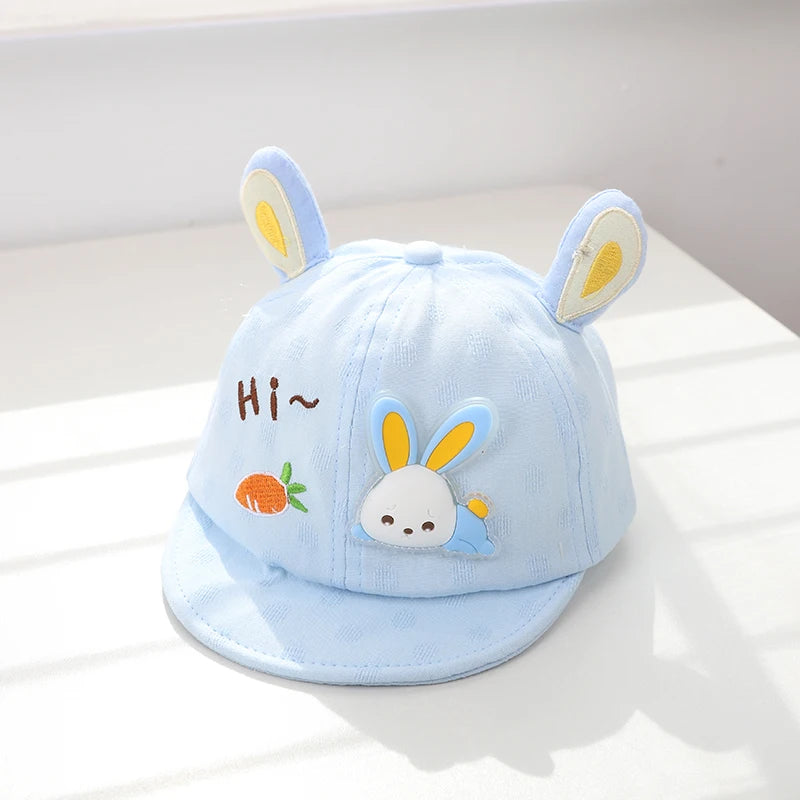Gorra de béisbol con orejas de oso para bebé, gorro de algodón con visera, bordado bonito, ajustable, para el Sol, para verano