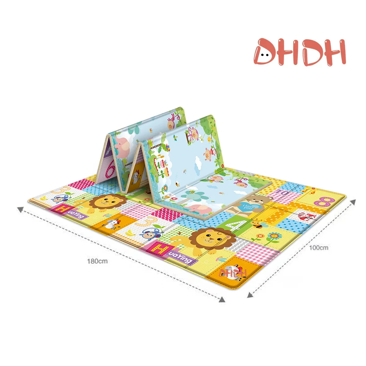 Alfombra de juego para bebés de 97x177cm, alfombra plegable para niños, alfombra para habitación de niños con patrón de doble cara, superficie de actividad educativa fácil de llevar