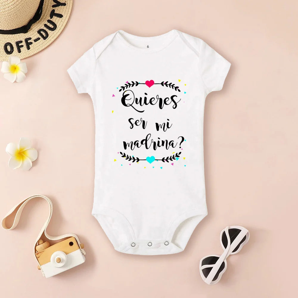 Be You Be My Godmother & Godfather-body con estampado para bebé, ropa de bautismo para Madrina Padrino, monos infantiles de verano