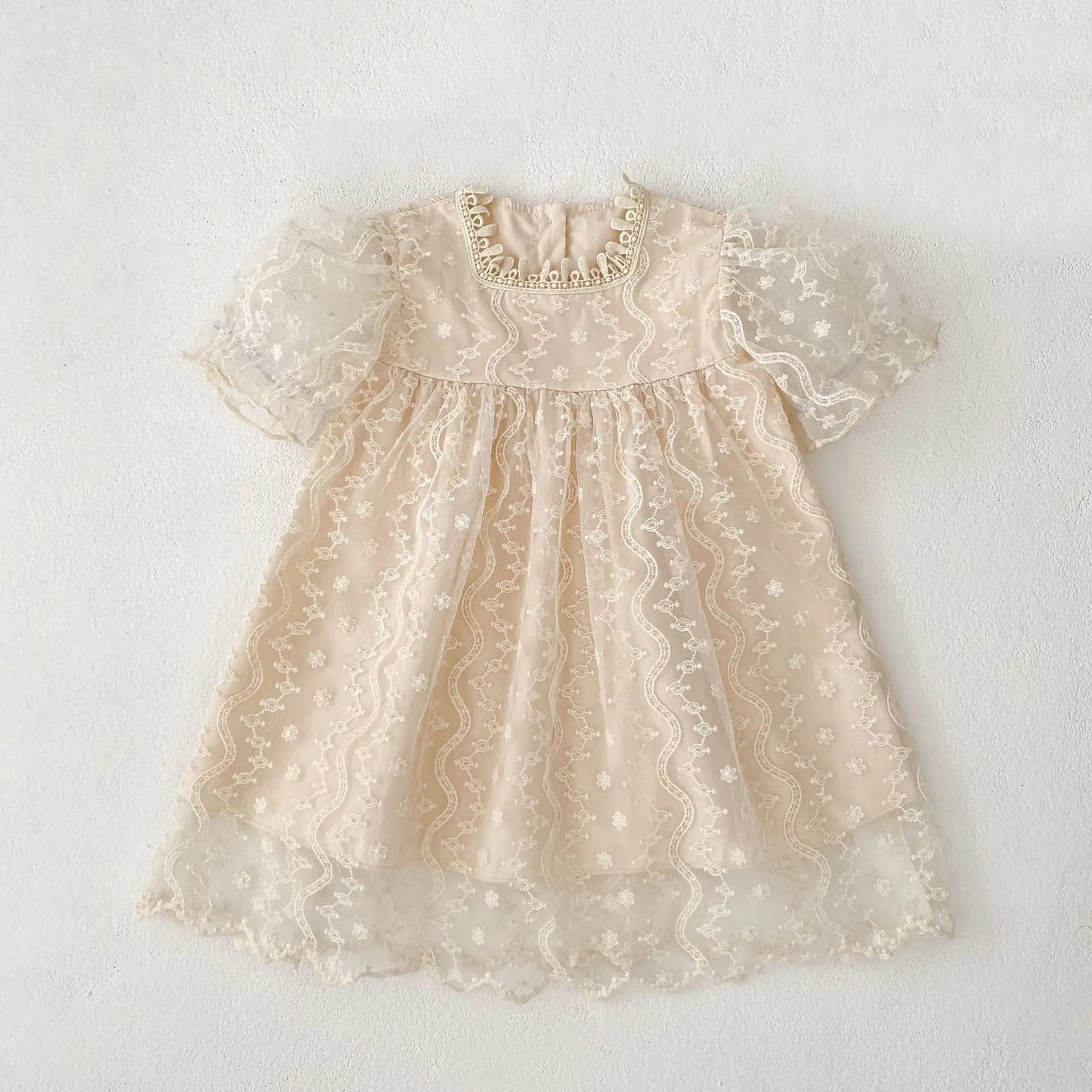 Nuevo vestido de hermanas para niñas pequeñas, vestidos de princesa de encaje, traje de verano para niñas, ropa infantil de algodón para hermanas gemelas
