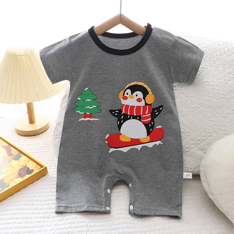 Ropa de una pieza de dibujos animados de verano para bebé, pelele de manga corta, ropa de escalada, monos para recién nacidos, mono para niño niña y niño