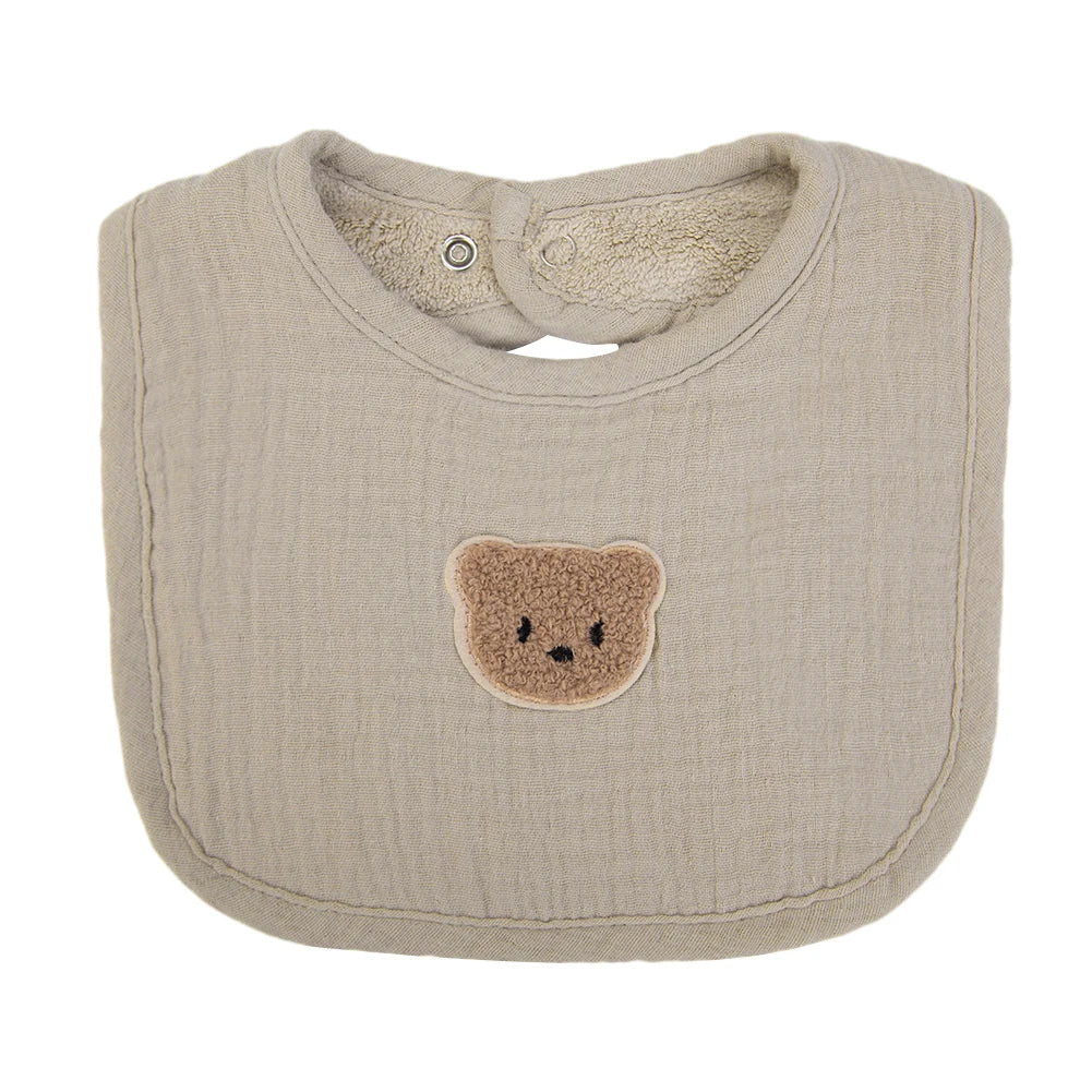 Baberos de muselina de algodón con bonito oso para bebé, toalla para Saliva, bolsillos absorbentes en U, pañuelos coreanos para niños y niñas, ropa para eructar para alimentar