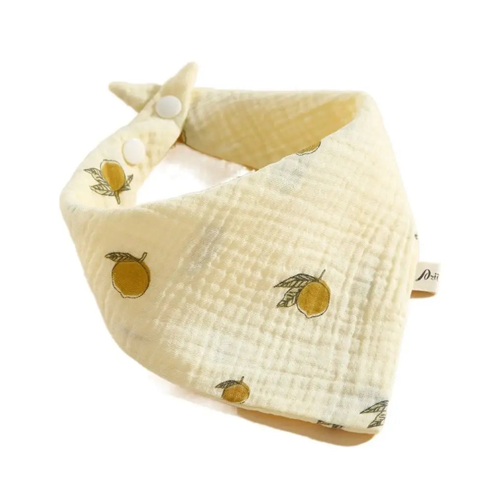 Baberos de muselina estampados para bebé, paños de algodón con botón a presión, toalla de Saliva con volantes suaves
