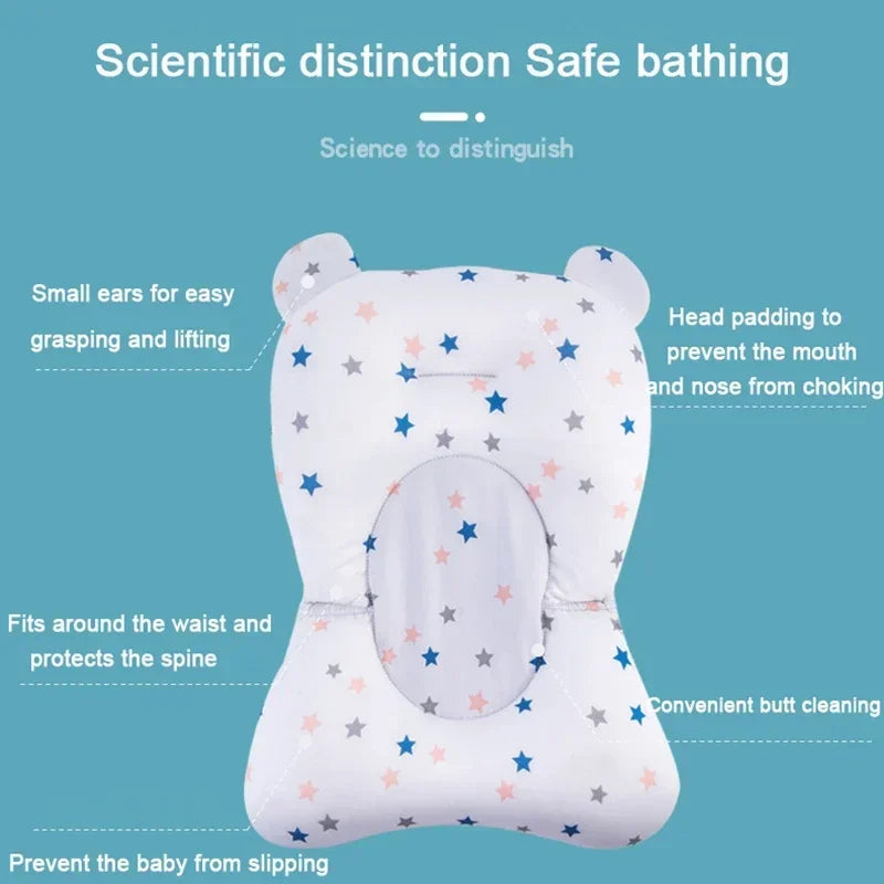 Cojín de ducha para bañera Ajustable, asiento de soporte para recién nacido, asiento de baño para bebé, almohadilla de agua flotante, almohadilla para bañera de bebé plegable portátil