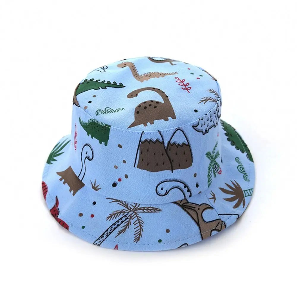 Anti-UV varios colores niños pescador sombrero dinosaurio poliéster cubo sombrero niños gorra niños niños
