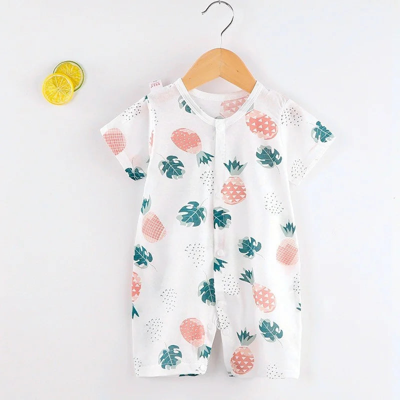 Pelele de algodón para bebé, ropa de dibujos animados para niño pequeño, mono de manga corta para escalar, disfraz infantil para recién nacido, novedad de verano