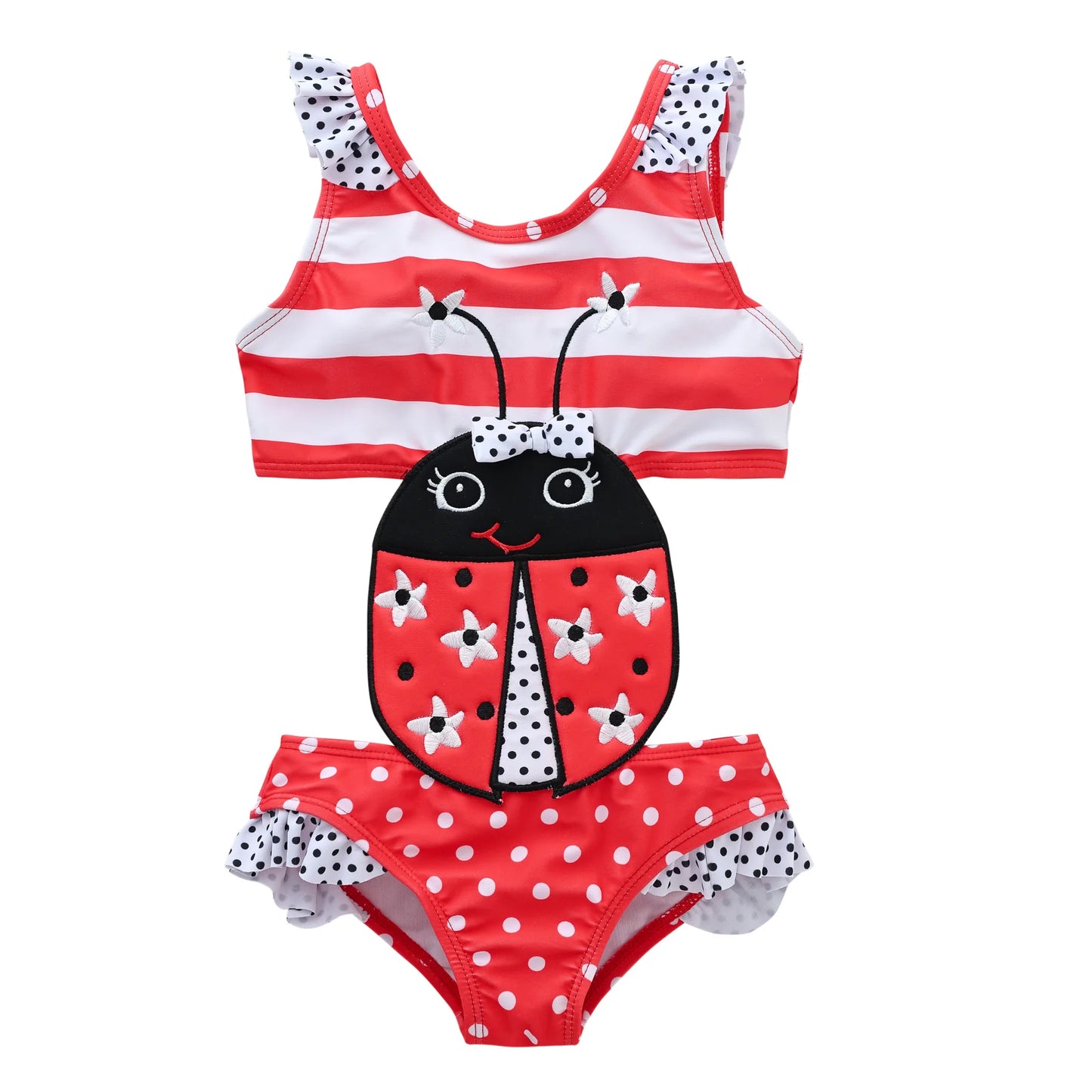Kavkas 2025, traje de baño de verano para bebé, una pieza 1-8T, Animal de dibujos animados, bonito diseño de abeja, traje de baño elástico para niñas, ropa de playa para bebés