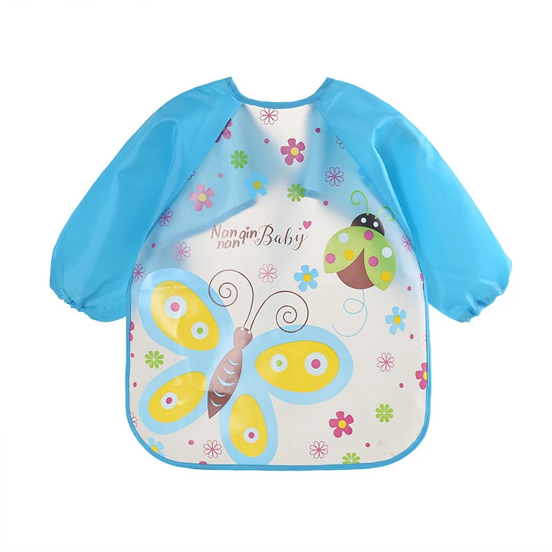 Babero antisuciedad impermeable de EVA para bebé de 0 a 3 años, abrigo de manga larga con correa, alimentación suave a prueba de suciedad, bonito patrón de dibujos animados, paños para eructar