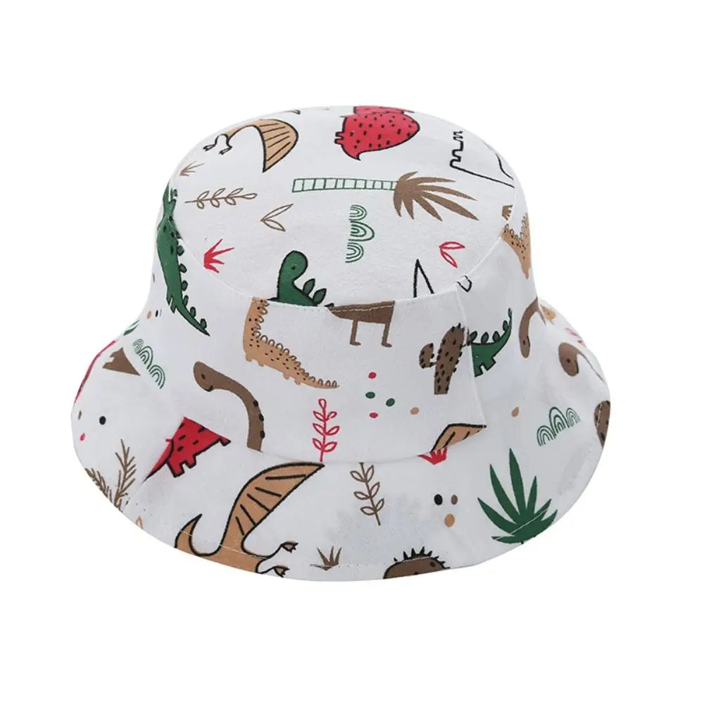 Anti-UV varios colores niños pescador sombrero dinosaurio poliéster cubo sombrero niños gorra niños niños