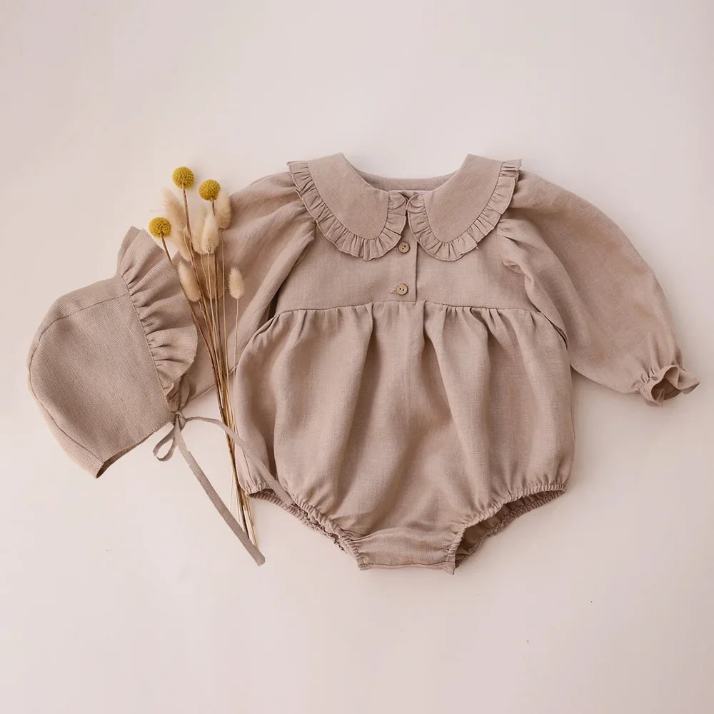 Mono de lino y algodón para niñas pequeñas, monos para niñas recién nacidas, peleles para niñas de verano y primavera, 2 uds.