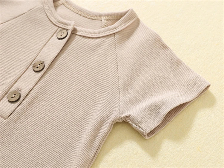 Pelele para bebé, ropa de verano, pijamas finos para bebé, mono de manga corta, ropa acanalada, trajes elásticos de punto para niña