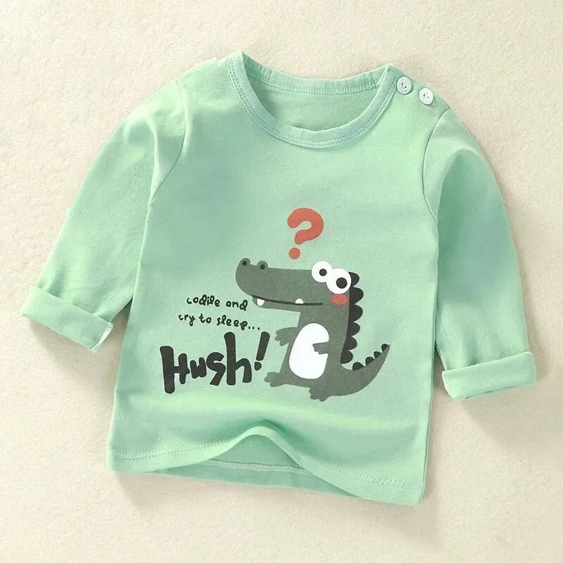 2 uds sudadera de algodón de cocodrilo de dibujos animados niños bebé jerseys de manga larga primavera otoño Top niñas camisetas ropa Casual