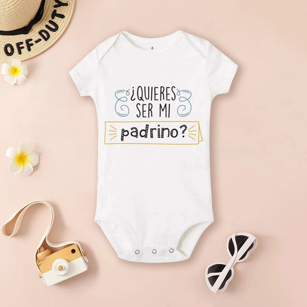Be You Be My Godmother & Godfather-body con estampado para bebé, ropa de bautismo para Madrina Padrino, monos infantiles de verano