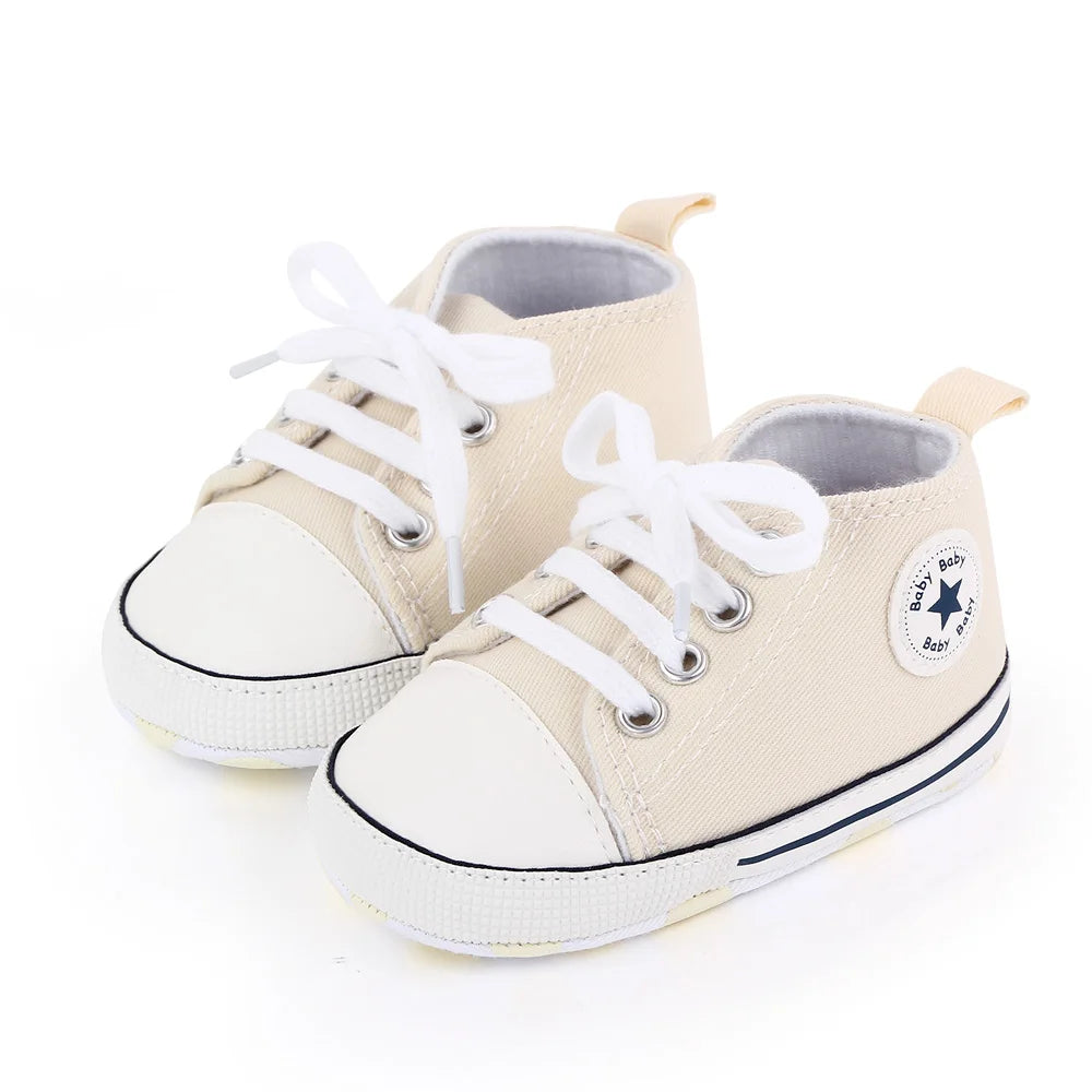 Zapatos clásicos de lona para bebé, zapatillas informales para recién nacido, primeros pasos, suela suave, antideslizante, D2486