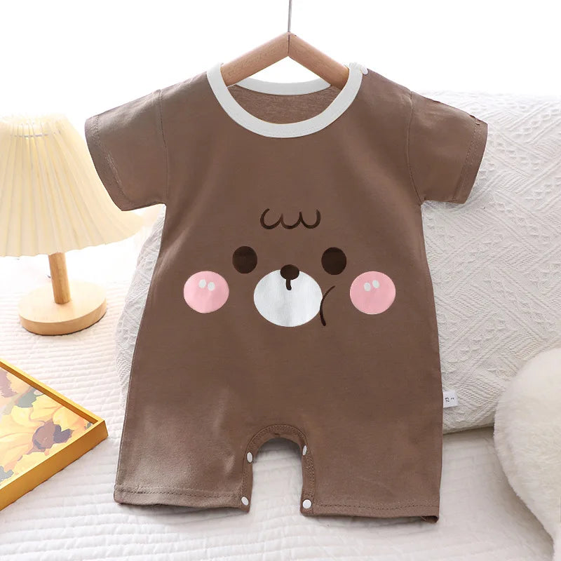 Ropa de una pieza de dibujos animados de verano para bebé, pelele de manga corta, ropa de escalada, monos para recién nacidos, mono para niño niña y niño