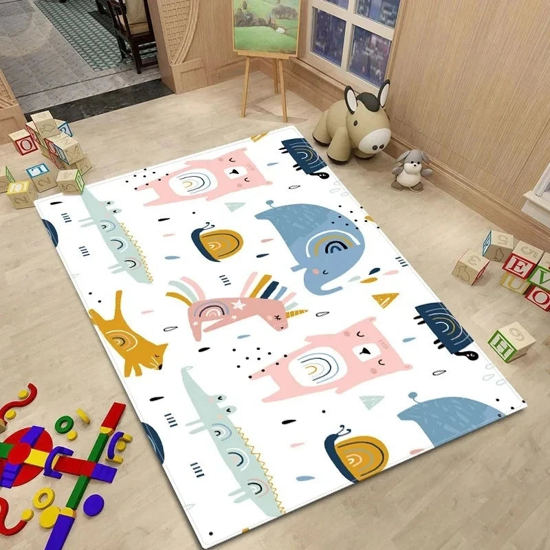 Alfombra de estilo nórdico para habitación de bebé, Alfombra de dibujos animados de animales para dormitorio de niños, alfombra Kawaii para habitación de niñas y niños, Alfombra de juego antideslizante para niños