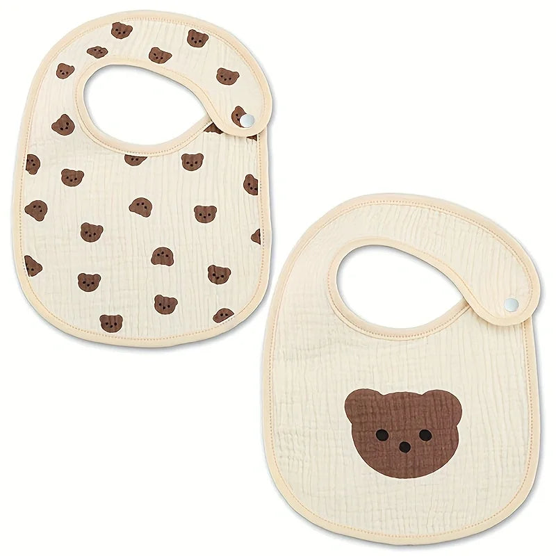 Baberos de gasa de algodón para bebé recién nacido, paños impermeables para eructar, bufanda estampada, toalla de Saliva para niño pequeño, material de alimentación, 2 uds.