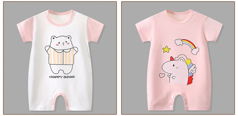 Ropa de una pieza de dibujos animados de verano para bebé, pelele de manga corta, ropa de escalada, monos para recién nacidos, mono para niño niña y niño