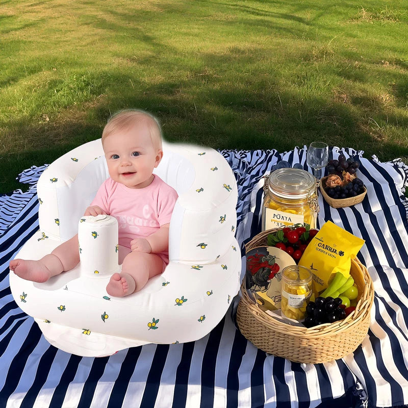 Asiento inflable para bebés de 3 a 36 meses, sofá para bebés con bomba de aire integrada, asiento Bumbo para aprender a sentarse, amamantar, acampar