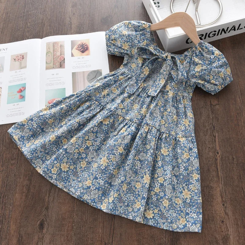 Bear Leader-vestido rosa a cuadros con lazo, elegante vestido Midi de Lolita para niñas grandes, vestidos para niños y adolescentes, vestido veraniego de princesa para fiesta