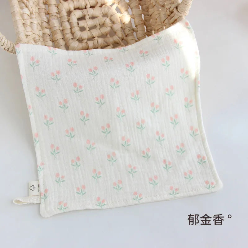 Toalla cuadrada de muselina de gasa de 4 capas para Saliva de bebé, estampado Floral, artículos para bebé recién nacido, pañuelo, toalla facial absorbente bonita