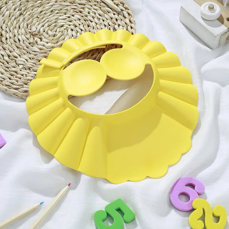 Gorro suave para Baby Shower, gorro ajustable para lavar el cabello para niños, protección para los oídos, champú seguro para niños, ducha de baño, protege la cubierta de la cabeza