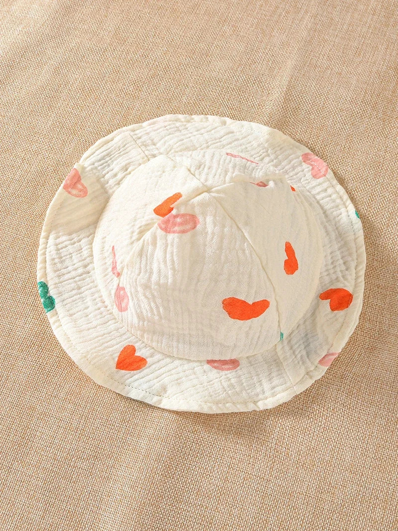 Body con tirantes de verano para niñas de 0 a 2 años, ropa infantil de una pieza con estampado de corazón, mono sin mangas con sombrero