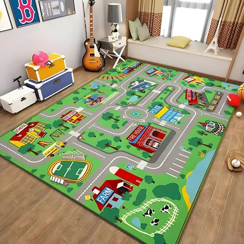 Alfombra educativa de vida urbana para niños, sistema de tráfico por carretera, alfombra para dormitorio, sala de juegos, alfombra de aprendizaje divertida, segura para niños
