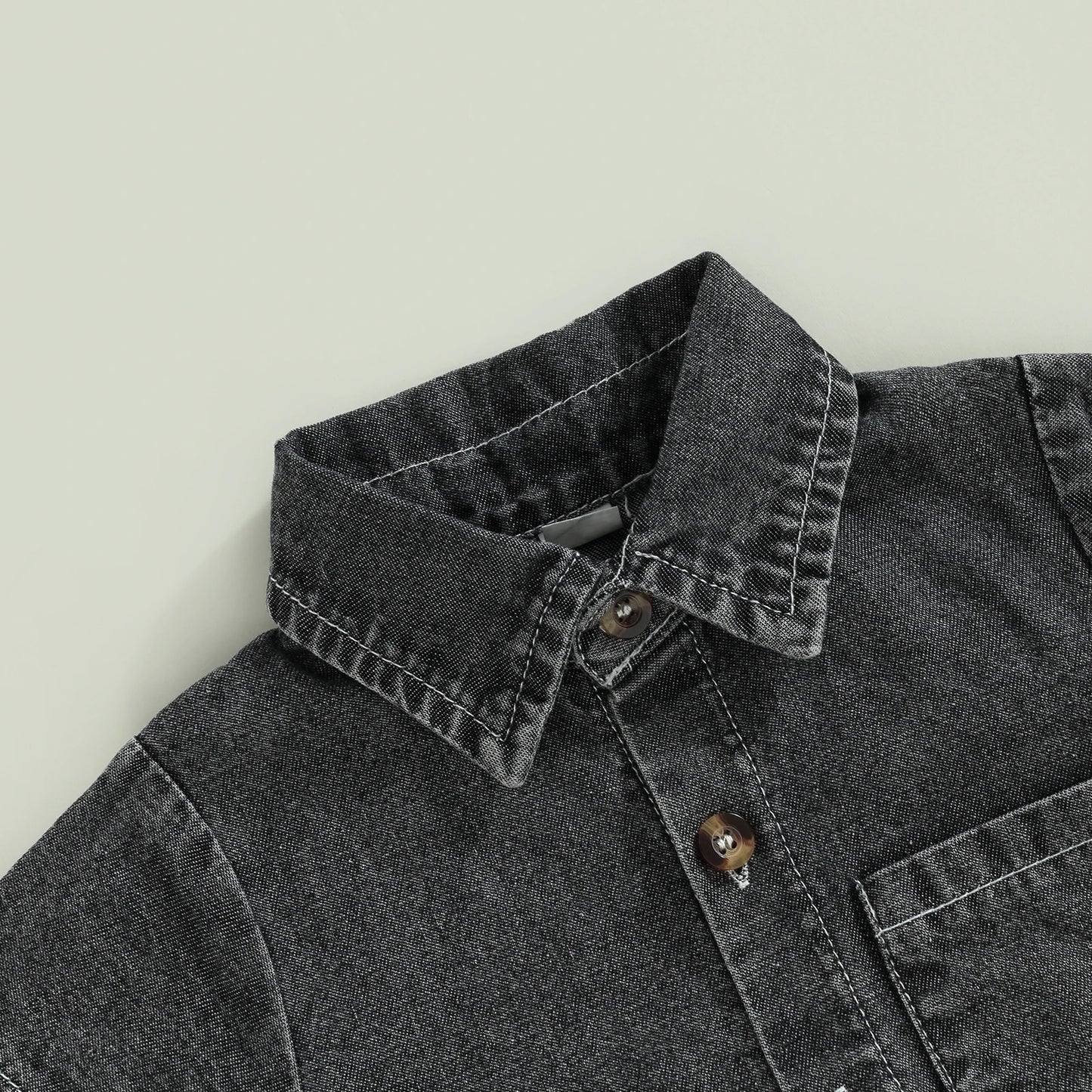 Mono vaquero para recién nacidos, niños y niñas, mono liso de manga corta con cuello vuelto, monos para bebés, monos informales con botones de verano