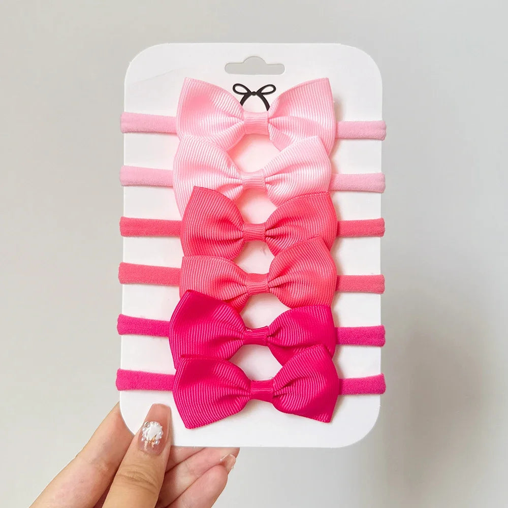 4/5/6 unids/set sombreros de Color sólido para niños bandas elásticas para el cabello para bebé cinta bonita diadema con lazo accesorios para el cabello para niñas