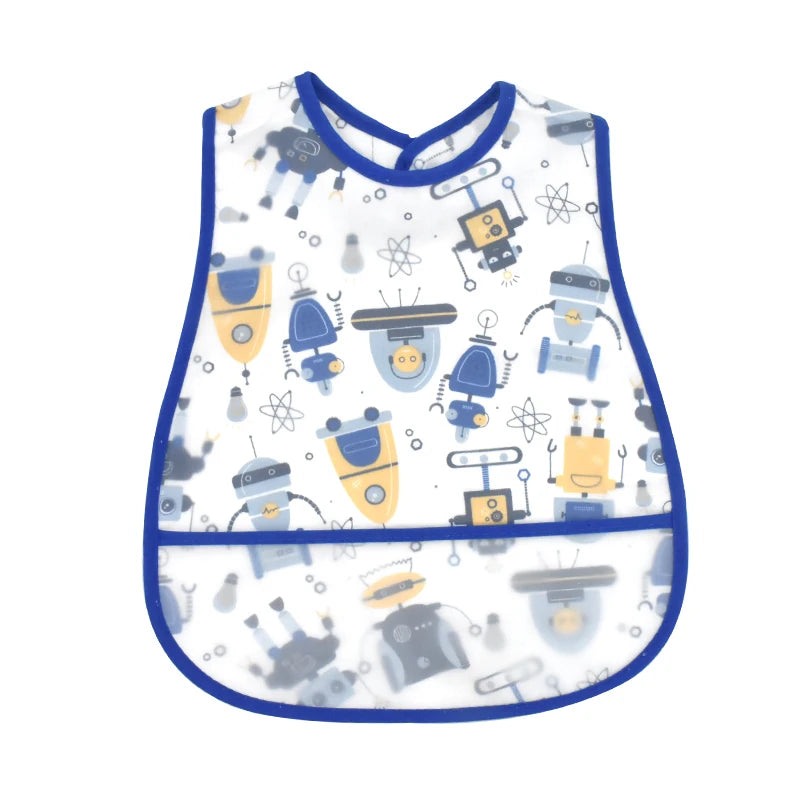 Baberos de alimentación para el almuerzo con bolsillo impermeable EVA con patrón de dibujos animados, Baberos ajustables para bebés, delantal bonito para niños, paños para eructar, novedad de 2023