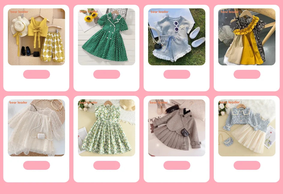 Bear Leader-vestido rosa a cuadros con lazo, elegante vestido Midi de Lolita para niñas grandes, vestidos para niños y adolescentes, vestido veraniego de princesa para fiesta