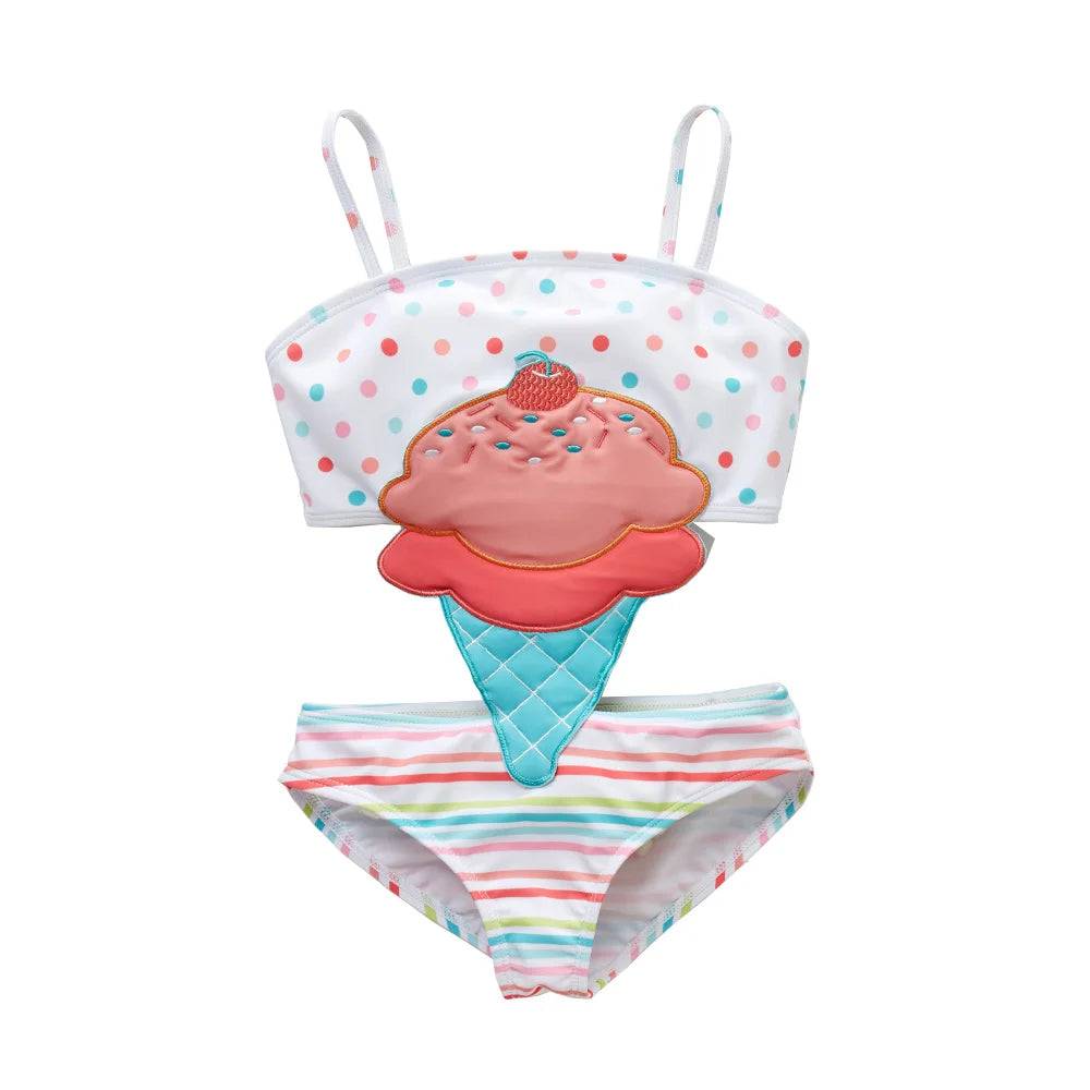 Kavkas 2025, traje de baño de verano para bebé, una pieza 1-8T, Animal de dibujos animados, bonito diseño de abeja, traje de baño elástico para niñas, ropa de playa para bebés