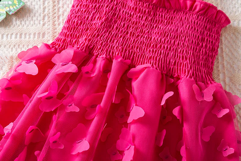 Vestido de verano para niñas pequeñas, tutú de malla hinchado, vestido con tirantes y bordado Floral de princesa, ropa de fiesta de cumpleaños para niñas pequeñas