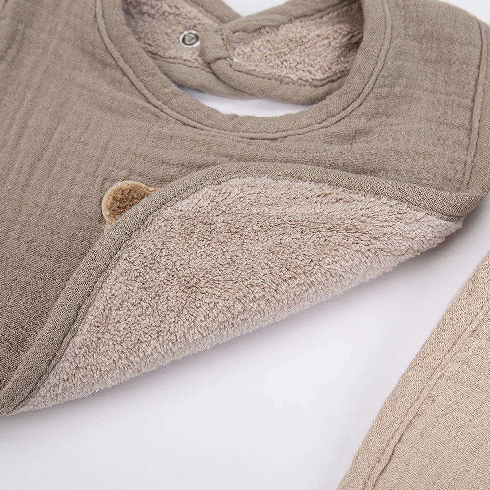 Baberos de muselina de algodón con bonito oso para bebé, toalla para Saliva, bolsillos absorbentes en U, pañuelos coreanos para niños y niñas, ropa para eructar para alimentar