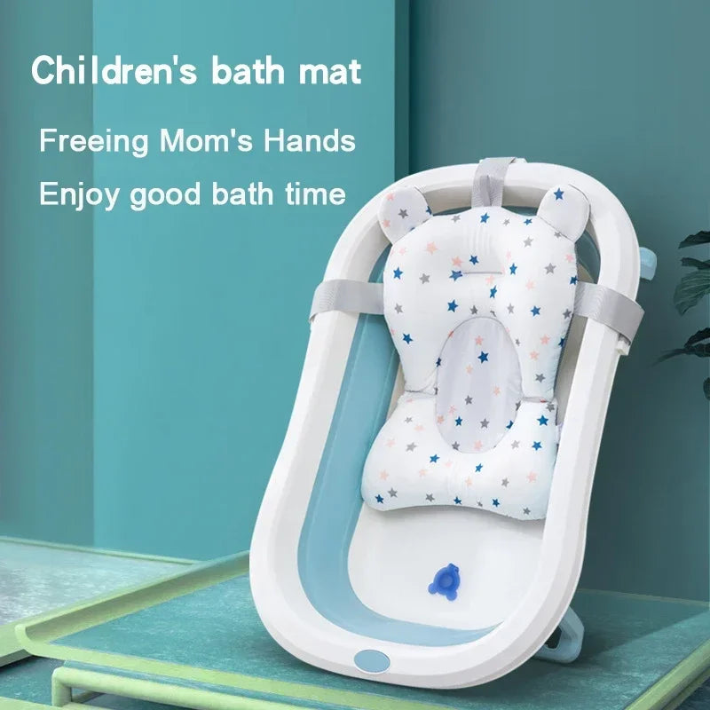 Cojín de ducha para bañera Ajustable, asiento de soporte para recién nacido, asiento de baño para bebé, almohadilla de agua flotante, almohadilla para bañera de bebé plegable portátil