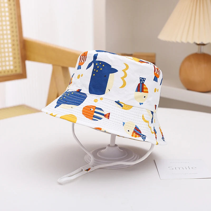 Sombrero de Sol de Panamá para bebé, gorra de pescador de dibujos animados para niño y niña, sombrero de cubo para bebé al aire libre, novedad de verano y otoño